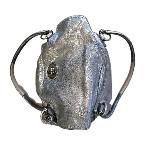 Coach Ltd Ed Hamptons Metallic Flap LG Carryall Tote Bag Satchel Silver RARE EUC - Picture 5 of 16